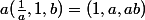 a(\frac{1}{a},1,b)=(1,a,ab)